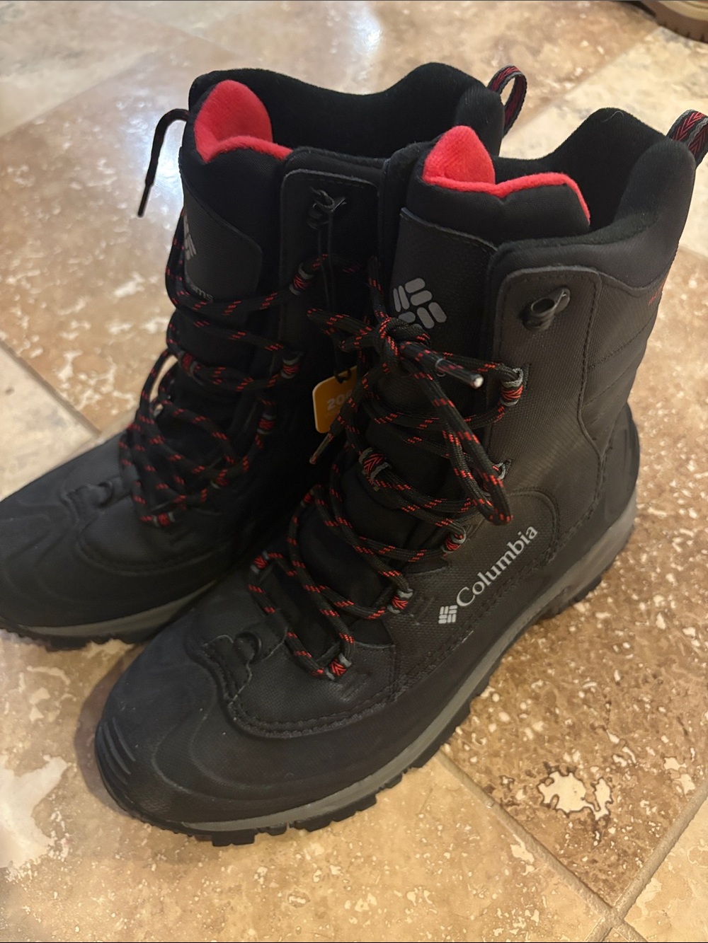 Columbia Men's Black and Red Insulated Waterproof Boots